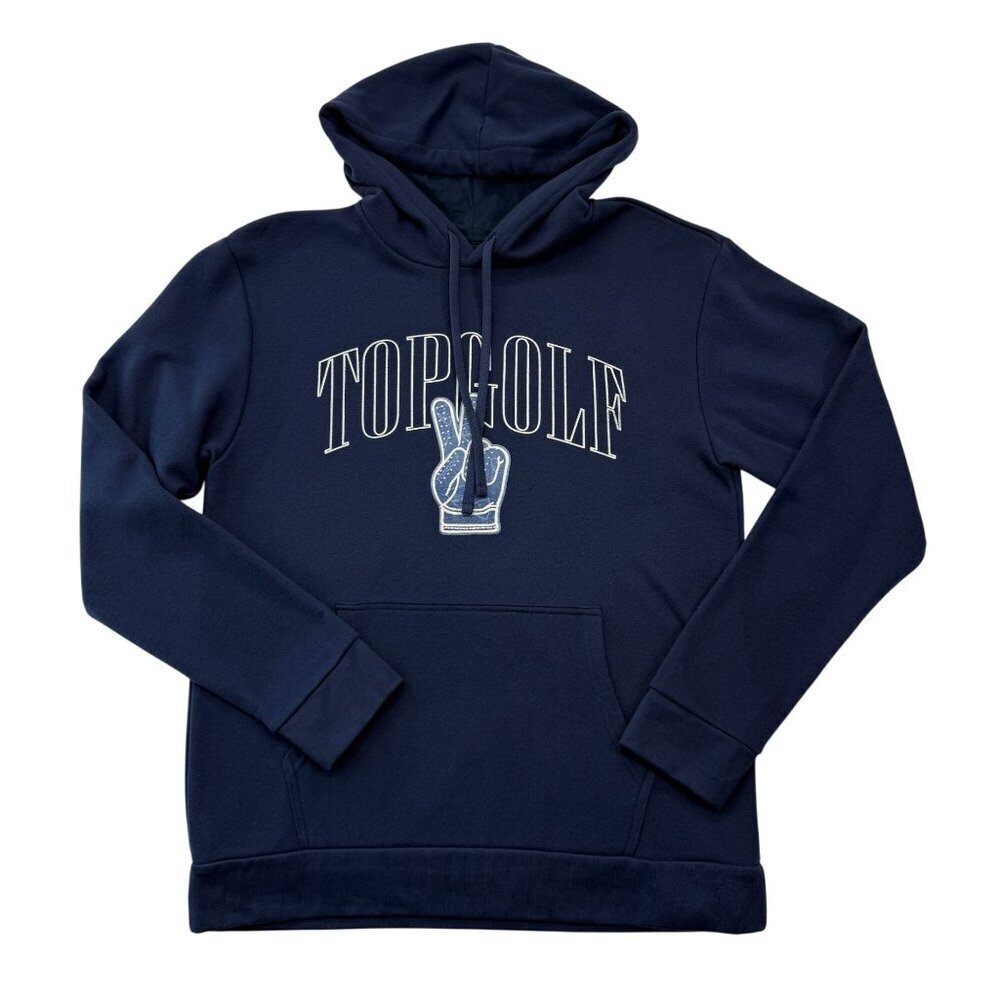 Top Golf Graphic Hoodie Sweatshirt Embroidered Peace Victory / Sign Blue Adult L